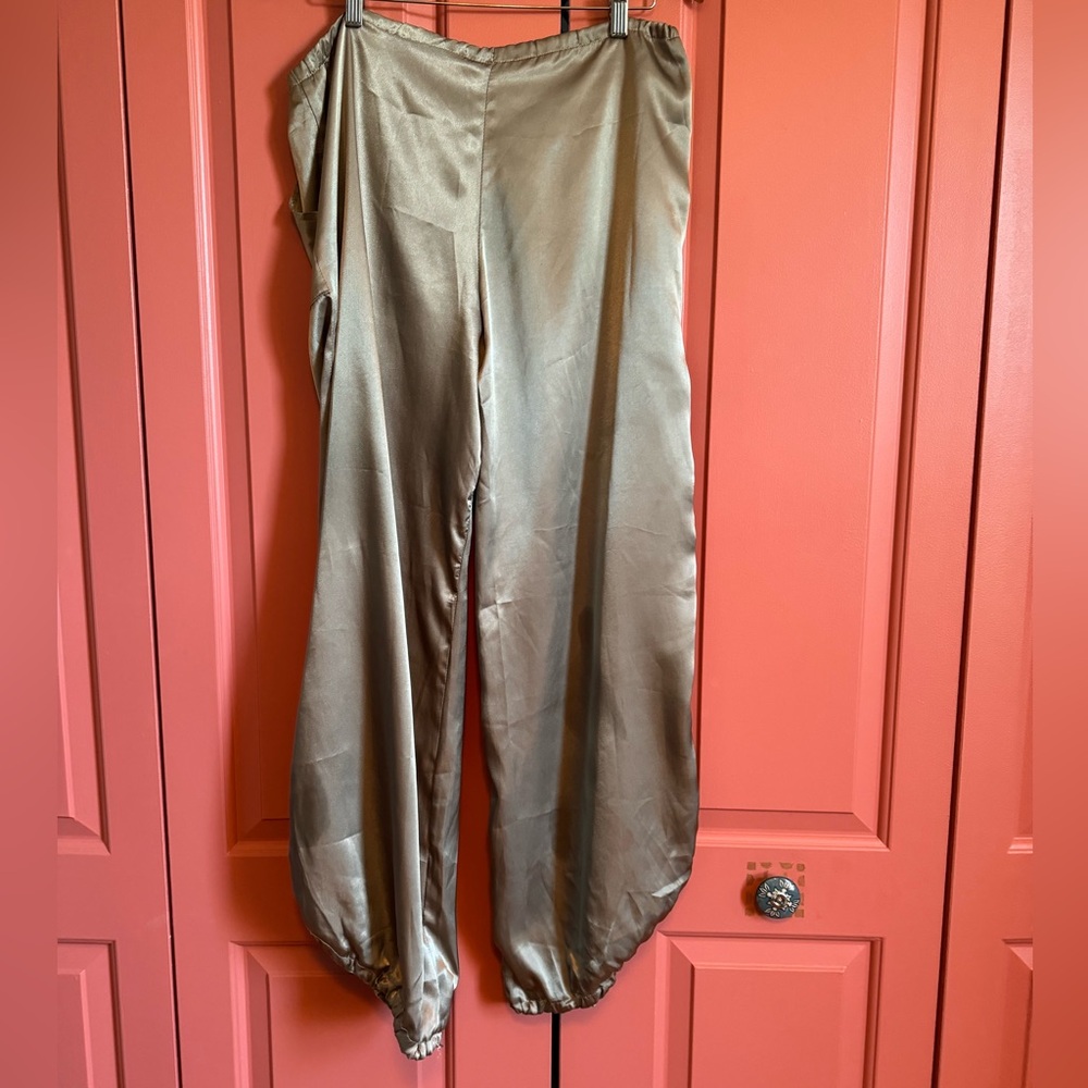 Vintage Champagne Gold Satin Harem Pants from France